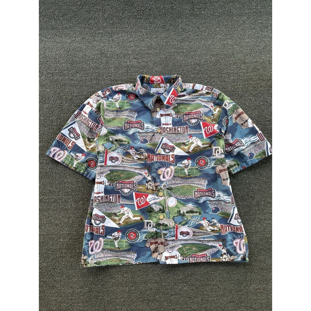 Reyn Spooner Washington Nationals MLB Hawaiian Shirt Size XL 100% Cotton Aloha